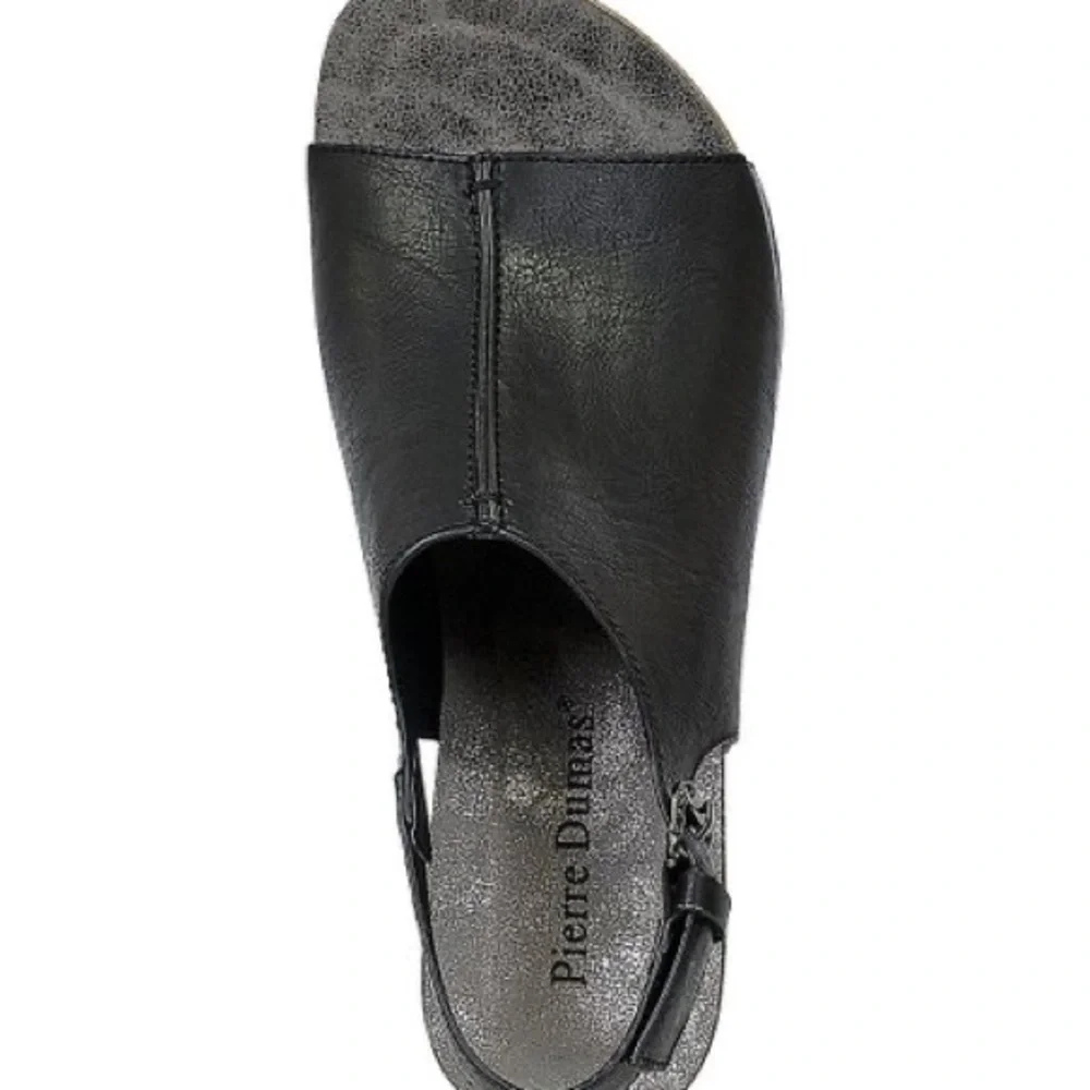 Pierre Dumas | Black Marbled Hester Wedge Peep-Toe Sandal - Women - Picture 8 of 12